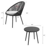 Volta Outdoor Patio Seating Set 2 Chairs and 1 Table Set (Black) Braided & Rope - Image 9