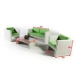 Gucci Outdoor Patio Sofa Set 4 Chairs and 1 Center Table (Off White) - Image 5