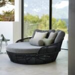 Greco Outdoor Poolside Sunbed With Cushion Daybed (Black) Braided & Rope