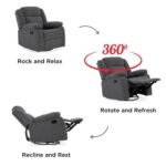 Avalon - Rocking & Rotating Single Seater Fabric Recliner in Graphite Grey Colour - Image 7