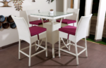 Forst Outdoor Patio Bar Sets 4 Chairs and 1 Table (White) - Image 2