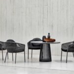 Pumpa Outdoor Patio Seating Set 4 Chairs and 1 Table Set (Black) Braided & Rope