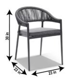 Maven Outdoor Patio Seating Set 4 Chairs and 1 Table Set (Dark Grey) Braided & Rope - Image 5