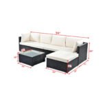 Ollie Outdoor Patio Sofa Set 4 Seater and 1 Table With 1 Ottoman Set (Black + Cream) - Image 9