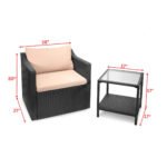 Blox Outdoor Patio Seating Set 2 Chairs and 1 Table Set (Black) - Image 10