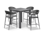 Revan Outdoor Bar Sets 4 Chairs and 1 Table Patio Bar Set (Dark Grey)