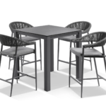 Revan Outdoor Bar Sets 4 Chairs and 1 Table Patio Bar Set (Dark Grey)