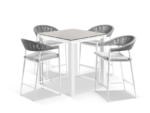 Huskey Outdoor Bar Sets 4 Chairs and 1 Table Patio Bar Set (White)