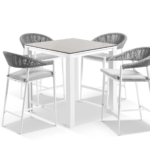 Huskey Outdoor Bar Sets 4 Chairs and 1 Table Patio Bar Set (White)