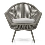 Faux Outdoor Patio Seating Set 2 Chairs and 1 Table Setc(Grey) Braided & Rope - Image 5