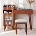 Modern Wooden Makeup Vanity Desk with Drawers – Compact Bedroom Vanity - Image 2