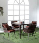 Solve Outdoor Patio Seating Set 4 Chairs and 1 Table Set (Brown) Braided & Rope