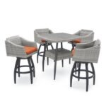 Erminio Outdoor Patio Bar Sets 4 Chairs and 1 Table (Grey) - Image 2