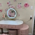 Acodaiuy Vanity Desk | Makeup Vanity Desk White Vanity Table Dressing Table with Drawers Vanity Desk with Mirror & with Lights Makeup Table for Bedroom Bathroom - White - Image 8