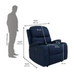 Nilkamal Matt 1 Seater Fabric Manual Recliner (Blue) - Image 12