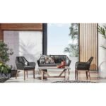 Cybella Outdoor Garden Balcony Sofa Set 2 Seater , 2 Single Seater 1 Center Table Set (Black) Braided and Rope - Image 2