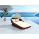 Bianchi Outdoor Poolside Sunbed With Cushion Daybed (Brown)