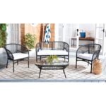 Amedea Outdoor Sofa Set 2 Seater , 2 Single seater and 1 Center Table (Black + White)
