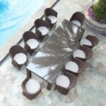 Candreva Outdoor Patio Dining Set 10 Chairs and 1 Table (Brown)