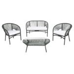 Amedea Outdoor Sofa Set 2 Seater , 2 Single seater and 1 Center Table (Black + White) - Image 5