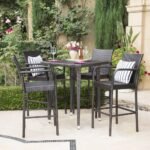 Billy Outdoor Patio Bar Sets 4 Chairs and 1 Table (Brown)