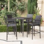 Billy Outdoor Patio Bar Sets 4 Chairs and 1 Table (Brown) - Image 2