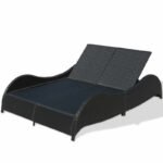 Capone Outdoor Poolside Sunbed With Cushion Daybed (Black/Brown) - Image 2