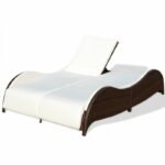 Capone Outdoor Poolside Sunbed With Cushion Daybed (Black/Brown) - Image 10