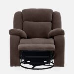 Avalon - Rocking & Rotating Single Seater Fabric Recliner In Dark Brown Colour - Image 4