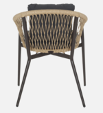 Hall Outdoor Patio Seating Set 4 Chairs and 1 Table Set (Black + Honey) Braided & Rope - Image 3