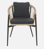 Hall Outdoor Patio Seating Set 4 Chairs and 1 Table Set (Black + Honey) Braided & Rope - Image 2