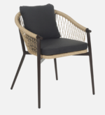 Hall Outdoor Patio Seating Set 4 Chairs and 1 Table Set (Black + Honey) Braided & Rope - Image 6