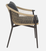 Hall Outdoor Patio Seating Set 4 Chairs and 1 Table Set (Black + Honey) Braided & Rope - Image 4