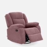 Avalon - Rocking & Rotating Single Seater Fabric Recliner In Pink Colour - Image 5