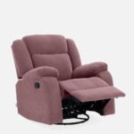 Avalon - Rocking & Rotating Single Seater Fabric Recliner In Pink Colour - Image 7