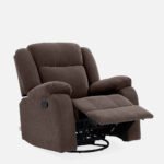 Avalon - Rocking & Rotating Single Seater Fabric Recliner In Dark Brown Colour - Image 5