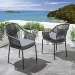Sias Outdoor Patio Dining Set 4 Chairs and 1 Table, Braid & Rope (Grey) - Image 3