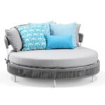 Capuano Outdoor Poolside Sunbed With Cushion Daybed (Grey) Braided & Rope