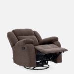 Avalon - Rocking & Rotating Single Seater Fabric Recliner In Dark Brown Colour - Image 7