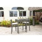 Vanna Outdoor Patio Bar Sets 2 Chairs and 1 Table (Grey)