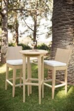 Lombardi Outdoor Patio Bar Sets 2 Chairs and 1 Table (Cream) - Image 3