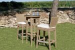 Lombardi Outdoor Patio Bar Sets 2 Chairs and 1 Table (Cream) - Image 4