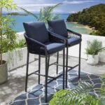 Herminia Outdoor Patio Bar Chair 2 Chairs For Balcony Braided & Rope - Image 3
