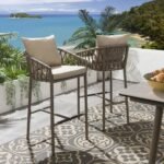 Adelina Outdoor Patio Bar Chair 2 Chairs For Balcony Braided & Rope - Image 7