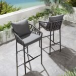 Adelina Outdoor Patio Bar Chair 2 Chairs For Balcony Braided & Rope - Image 2