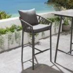 Adelina Outdoor Patio Bar Chair 2 Chairs For Balcony Braided & Rope - Image 3