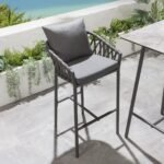 Adelina Outdoor Patio Bar Chair 2 Chairs For Balcony Braided & Rope - Image 4