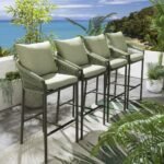 Ivette Outdoor Patio Bar Chair 4 Chairs For Balcony Braided & Rope - Image 8