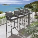 Paca Outdoor Patio Bar Chair 4 Chairs For Balcony Braided & Rope