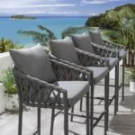 Paca Outdoor Patio Bar Chair 4 Chairs For Balcony Braided & Rope - Image 2